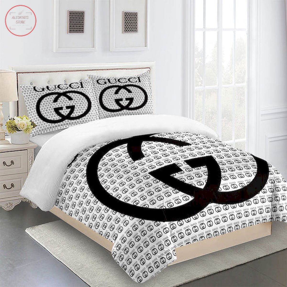 Gucci bedding set white and black Luxury bed sheets