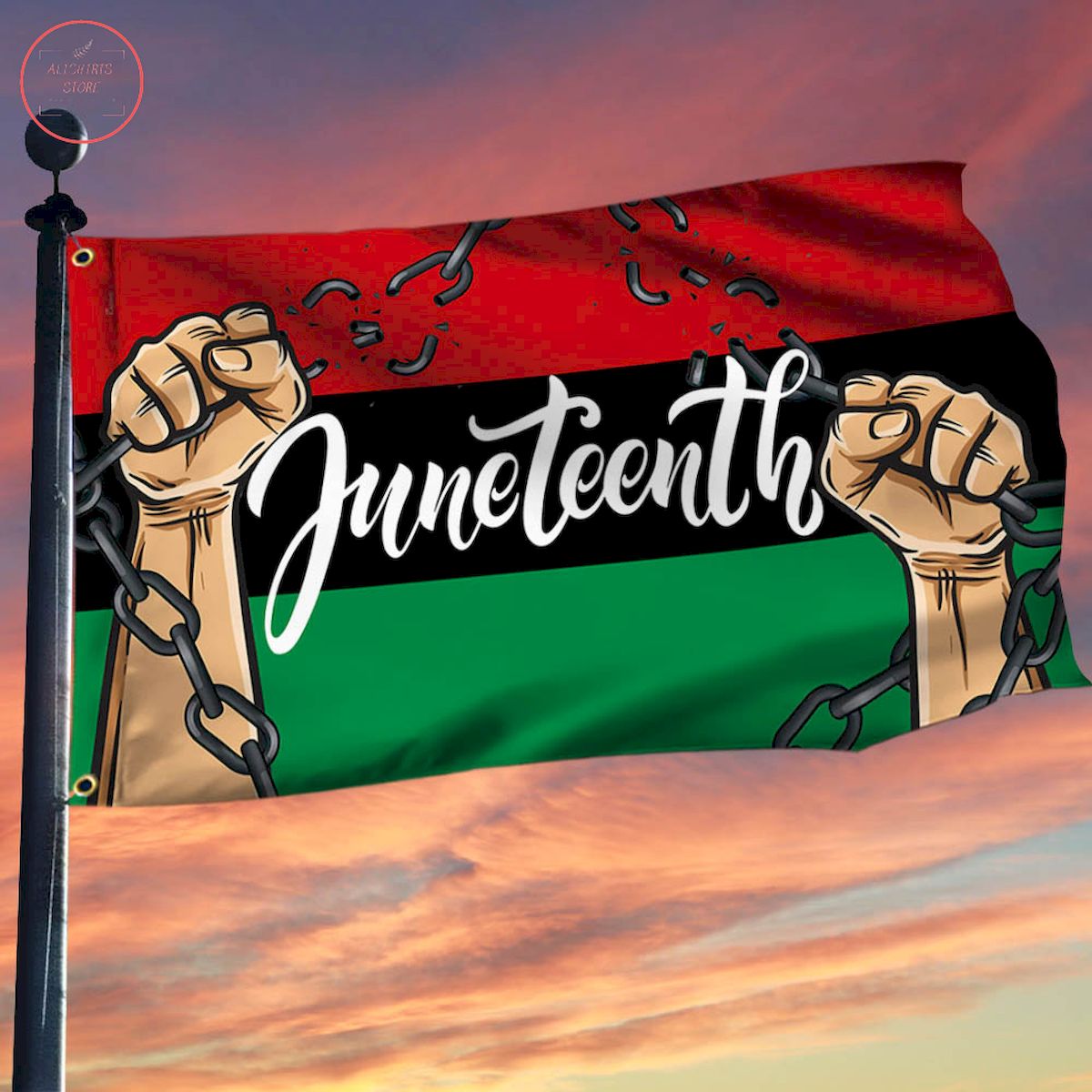 Happy Juneteenth Flag Black Independence Day Flag Freedom Chains