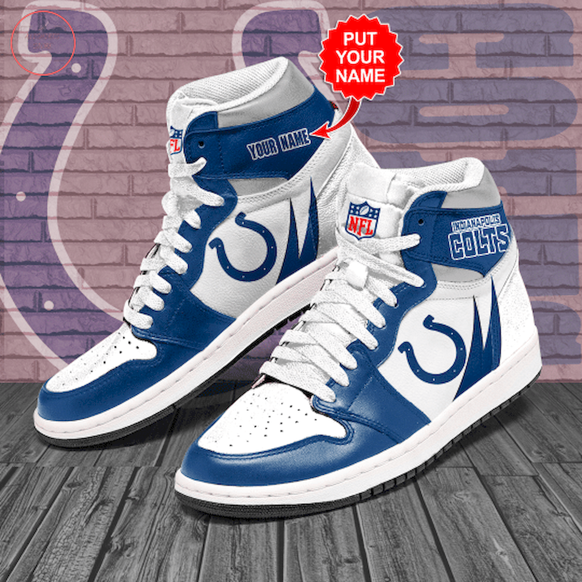 Indianapolis Colts NFL Custom High Air Jordan 1 Sneakers