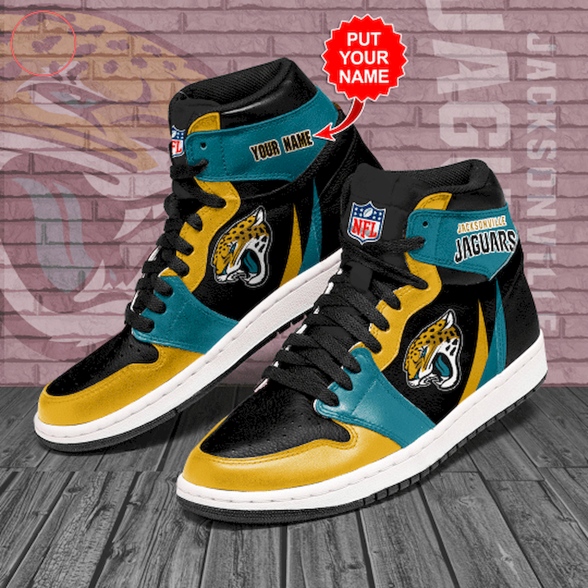 Jacksonville Jaguars NFL Custom High Air Jordan 1 Sneakers
