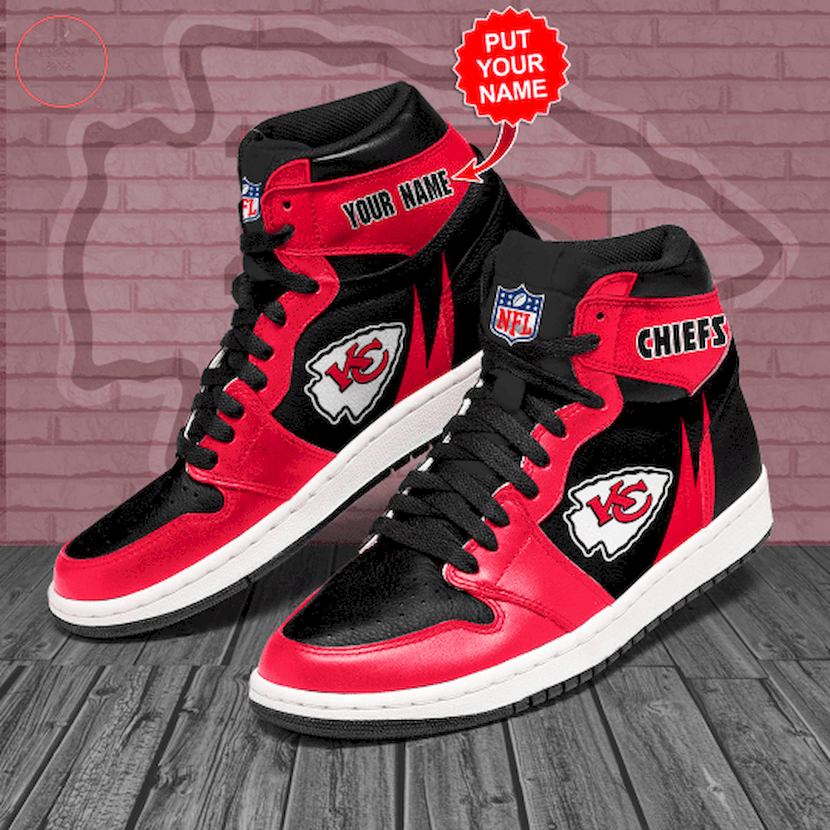 Kansas City Chiefs NFL Custom High Air Jordan 1 Sneakers