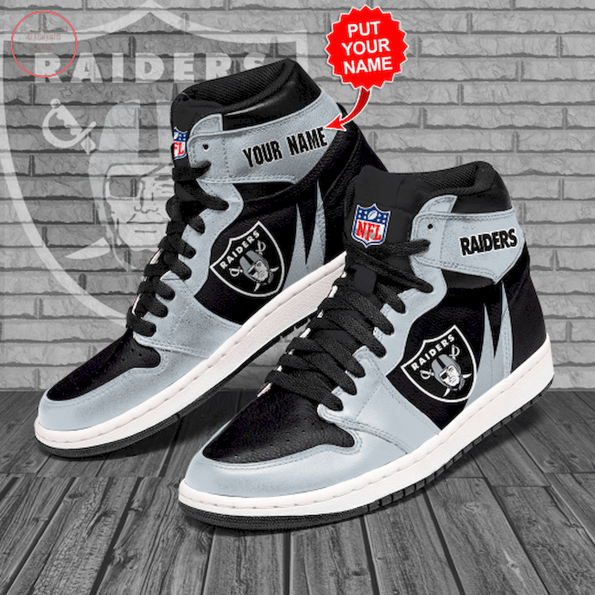 Las Vegas Raiders NFL Custom High Air Jordan 1 Sneakers