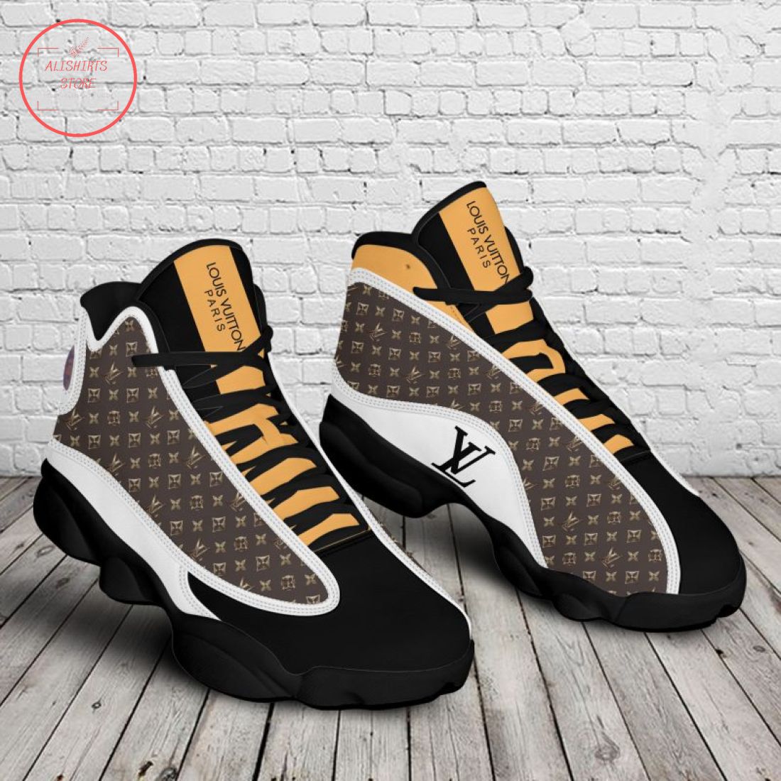 Louis Vuitton LV Brown and Black Air Jordan 13 Sneakers