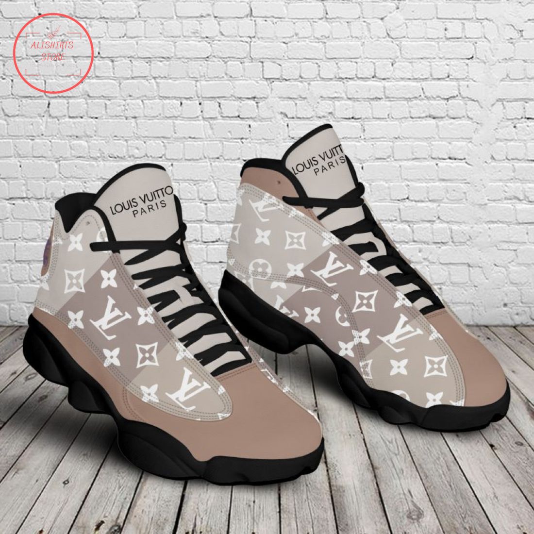 Louis Vuitton Paris beige Air Jordan 13 Sneakers