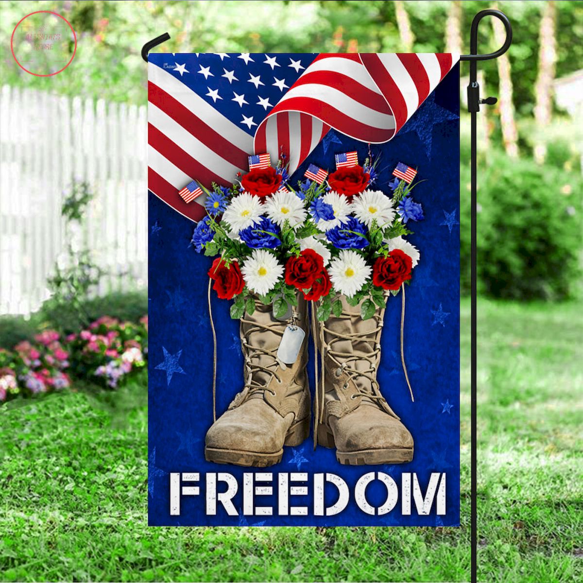 Memorial Day Flag Independence Day Patriotic American Veteran Combat Boots Flag