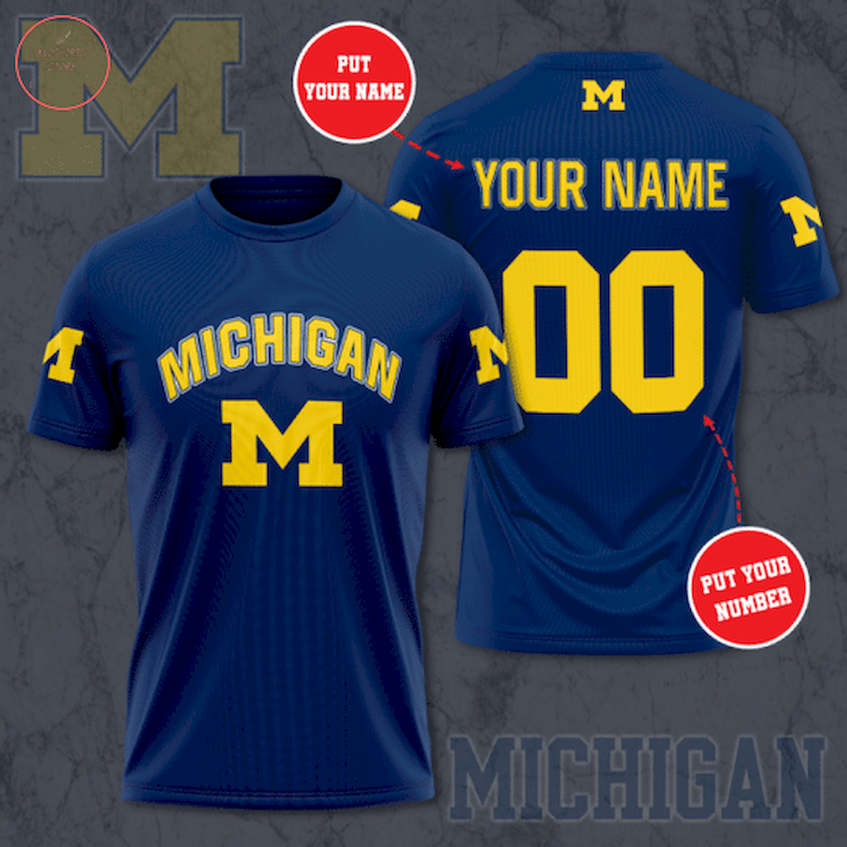 Michigan Wolverines NCAA Football Personalized T-Shirt 3d