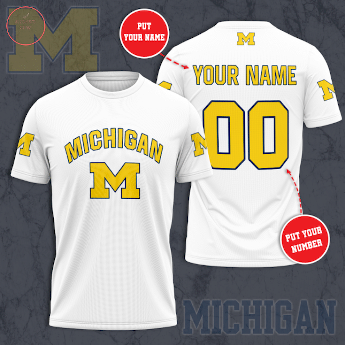 Michigan Wolverines NCAA Personalized T-Shirt 3d
