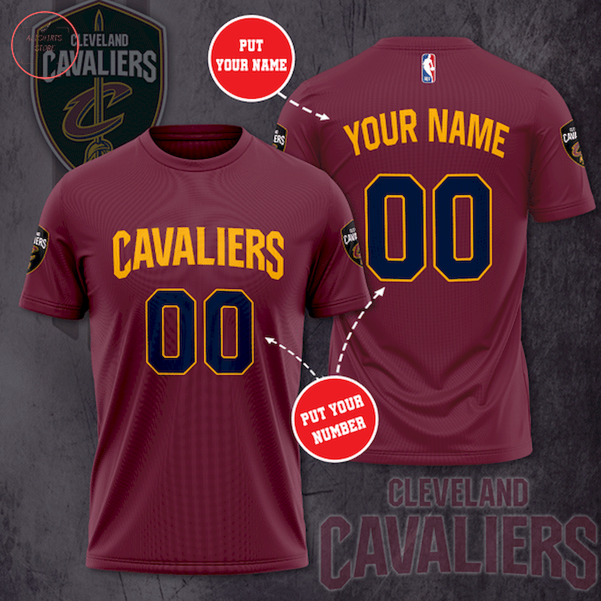 NBA Cleveland Cavaliers Personalized T-Shirt 3d
