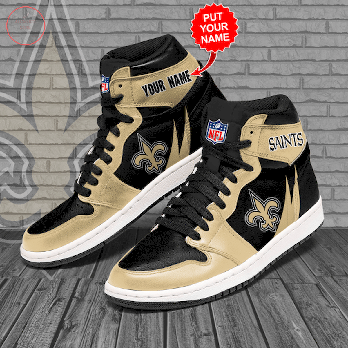 New Orleans Saints NFL Custom High Air Jordan 1 Sneakers