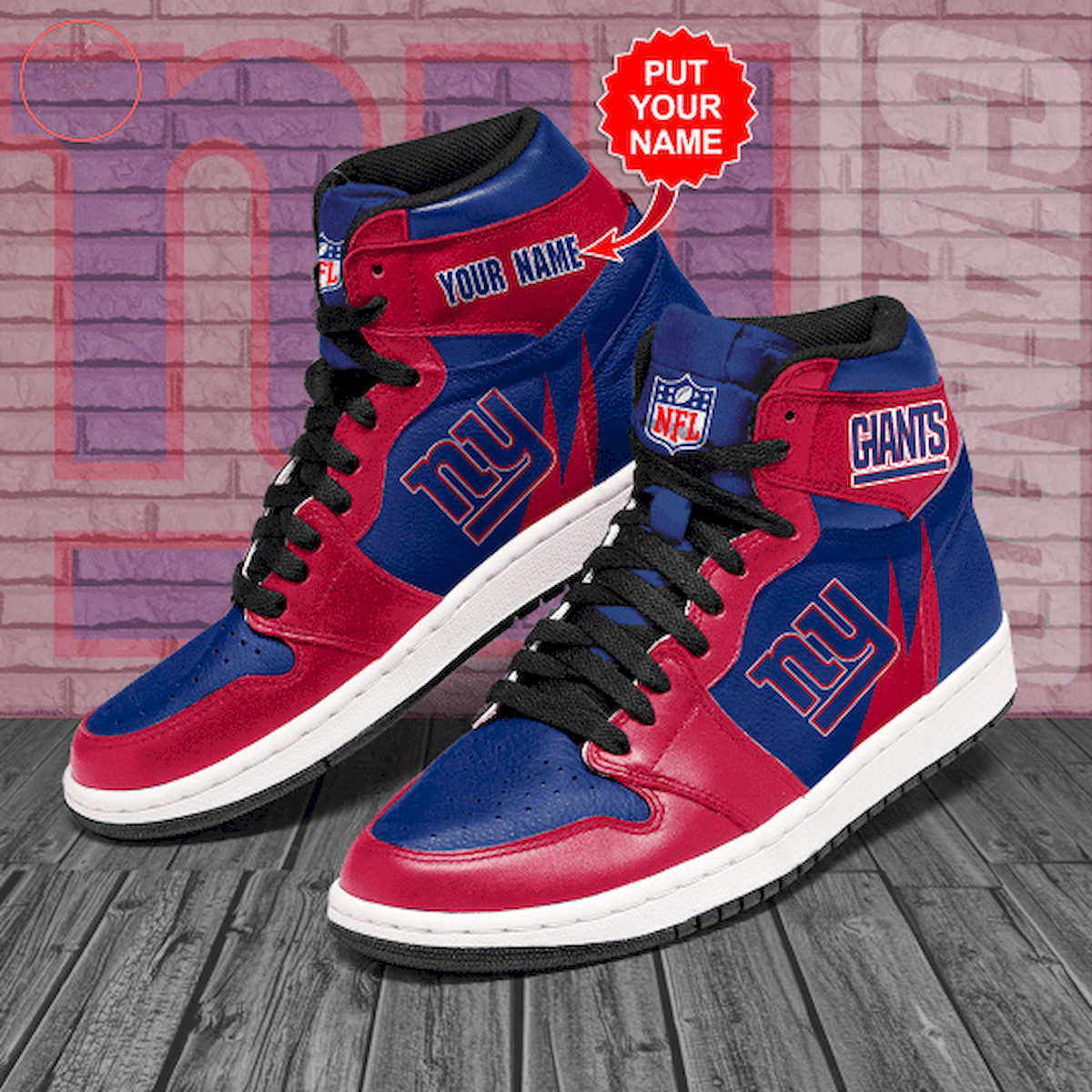 New York Giants NFL Custom High Air Jordan 1 Sneakers