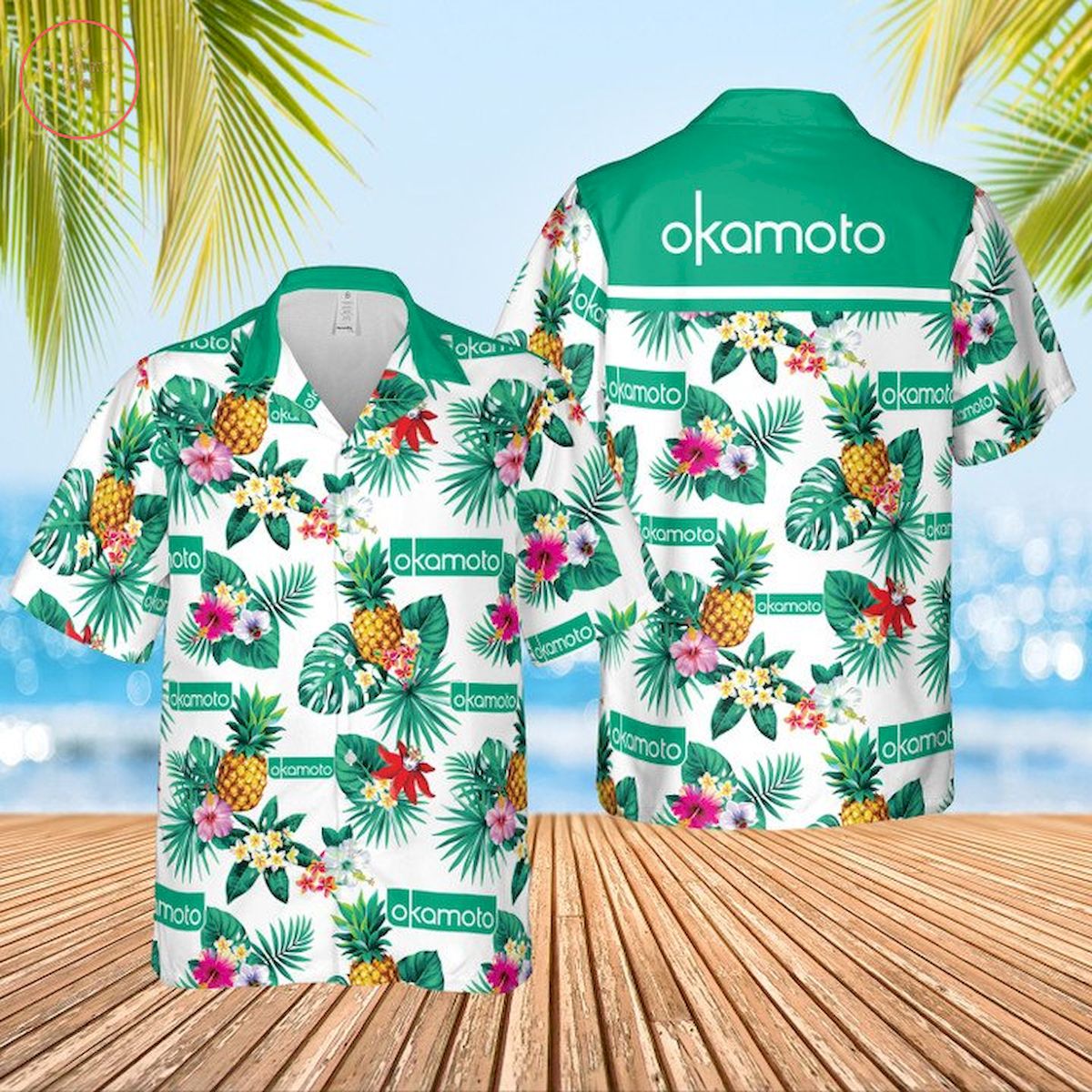 Okamoto Condoms Hawaiian Shirt and Shorts