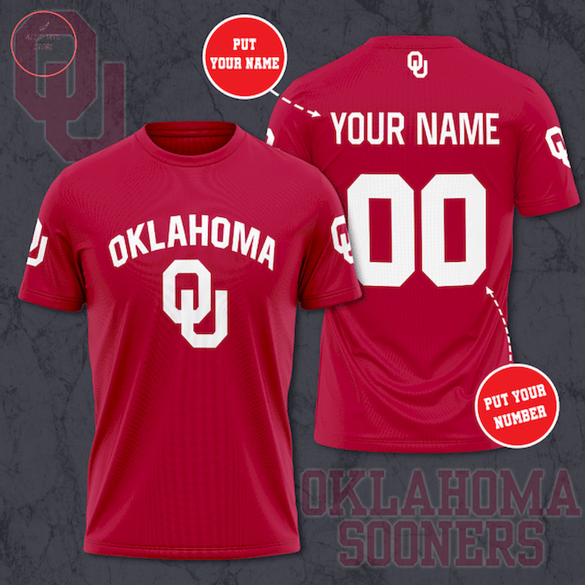 Oklahoma Sooners NCAA Personalized T-Shirt 3d