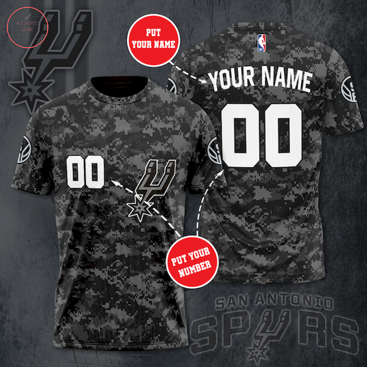 San Antonio Spurs NBA Personalized T-Shirt 3d