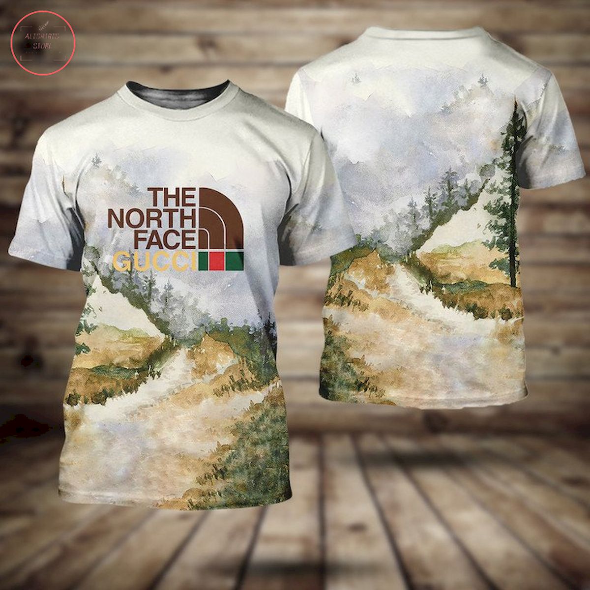 The North Face x Gucci Luxury Brand T-shirt 3d