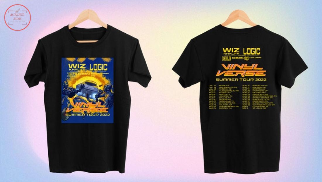 Vinyl Verse Tour 2022 Music Concert Wiz Khalifa & Logic T-Shirt