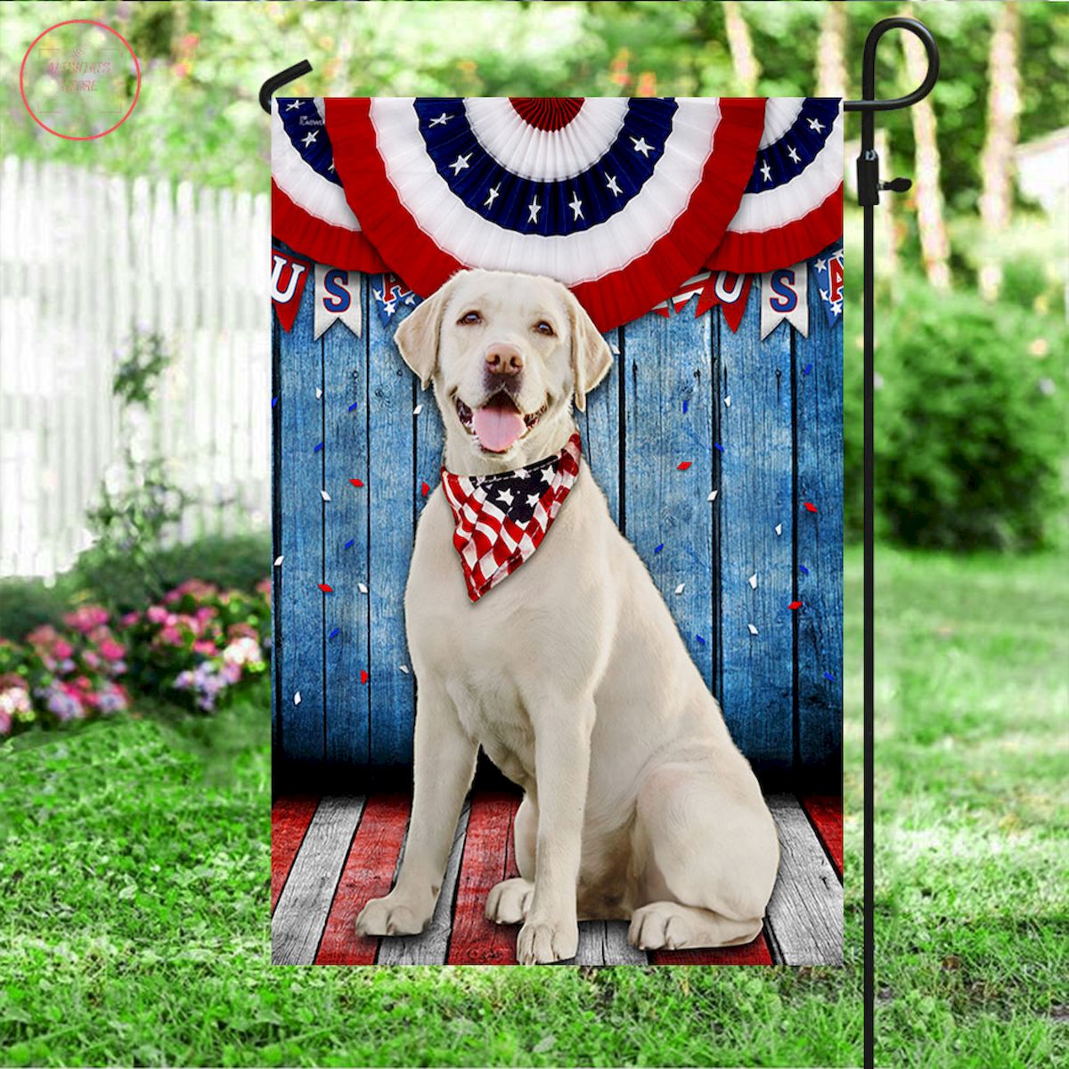 Yellow Labrador Retriever Flag 4th Of July Independence Day