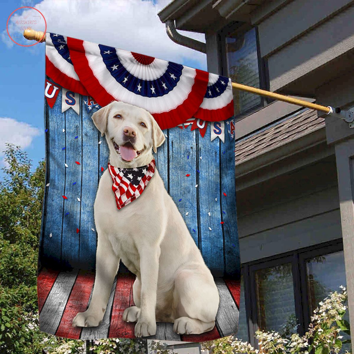 Yellow Labrador Retriever Flag 4th Of July Independence Day
