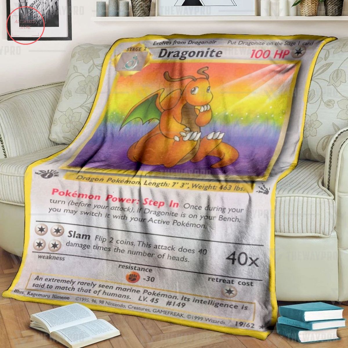 Anime Pokemon Dragonite Custom Quilt Blanket
