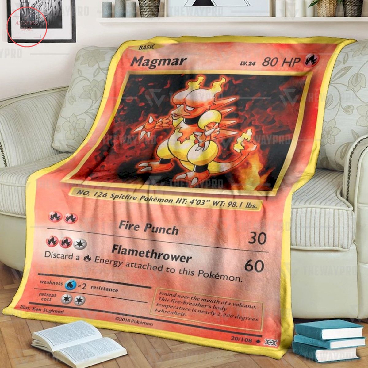 Anime Pokemon Magmar Evolutions Custom Quilt Blanket