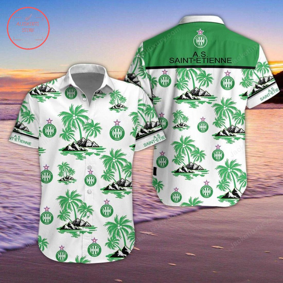 AS Saint-Etienne Hawaiian Shirt and Shorts