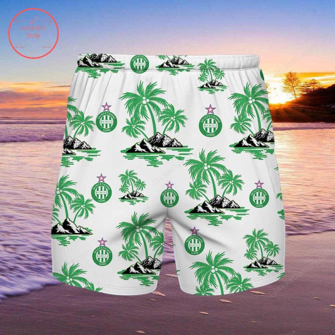 AS Saint-Etienne Hawaiian Shirt and Shorts