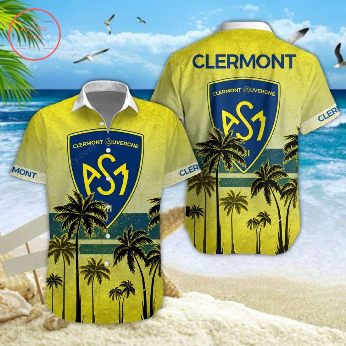 ASM Clermont Auvergne Hawaiian Shirt and Shorts