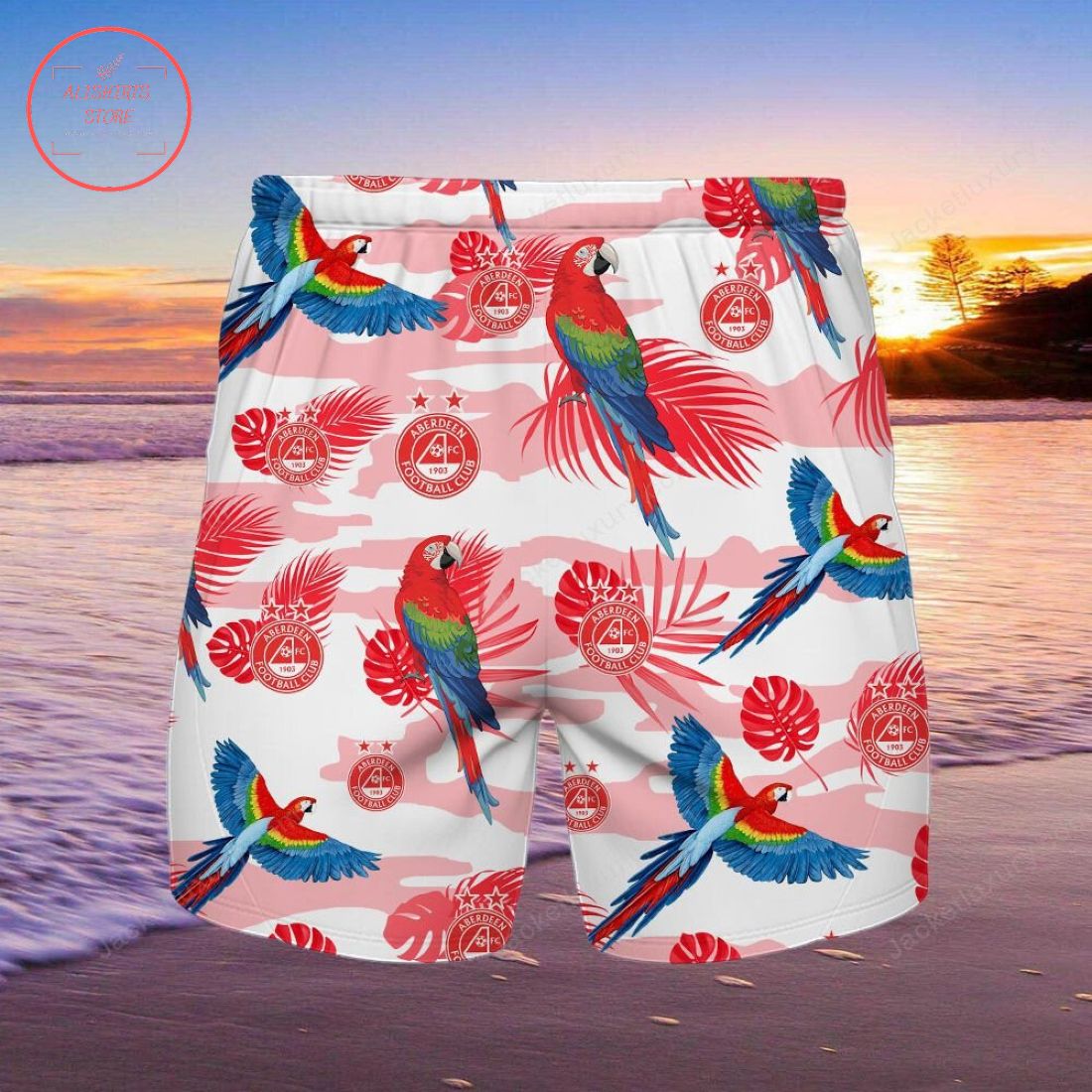 Aberdeen FC Parrot Hawaiian Shirt and Beach Shorts