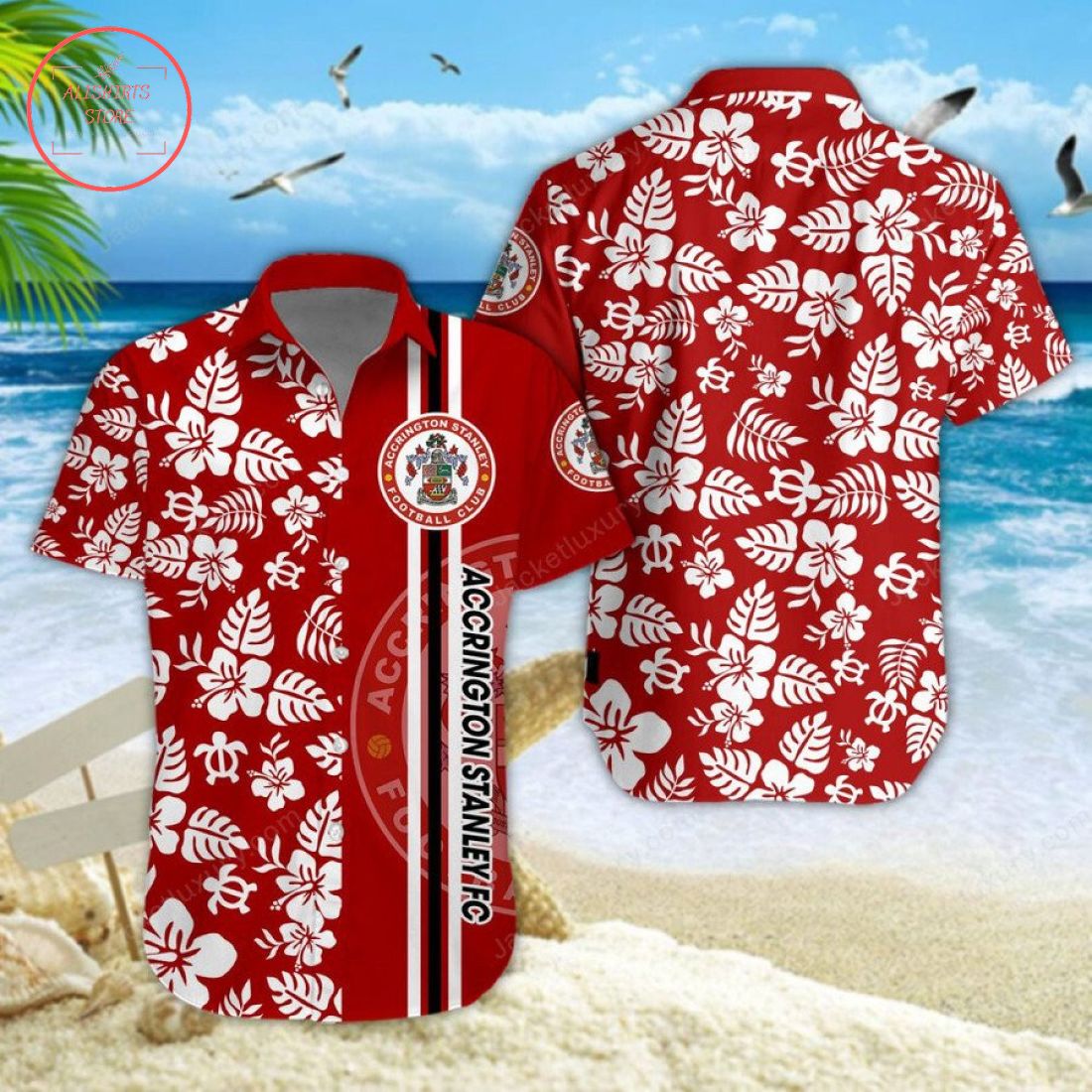Accrington Stanley FC Aloha Hawaiian Shirt and Beach Shorts