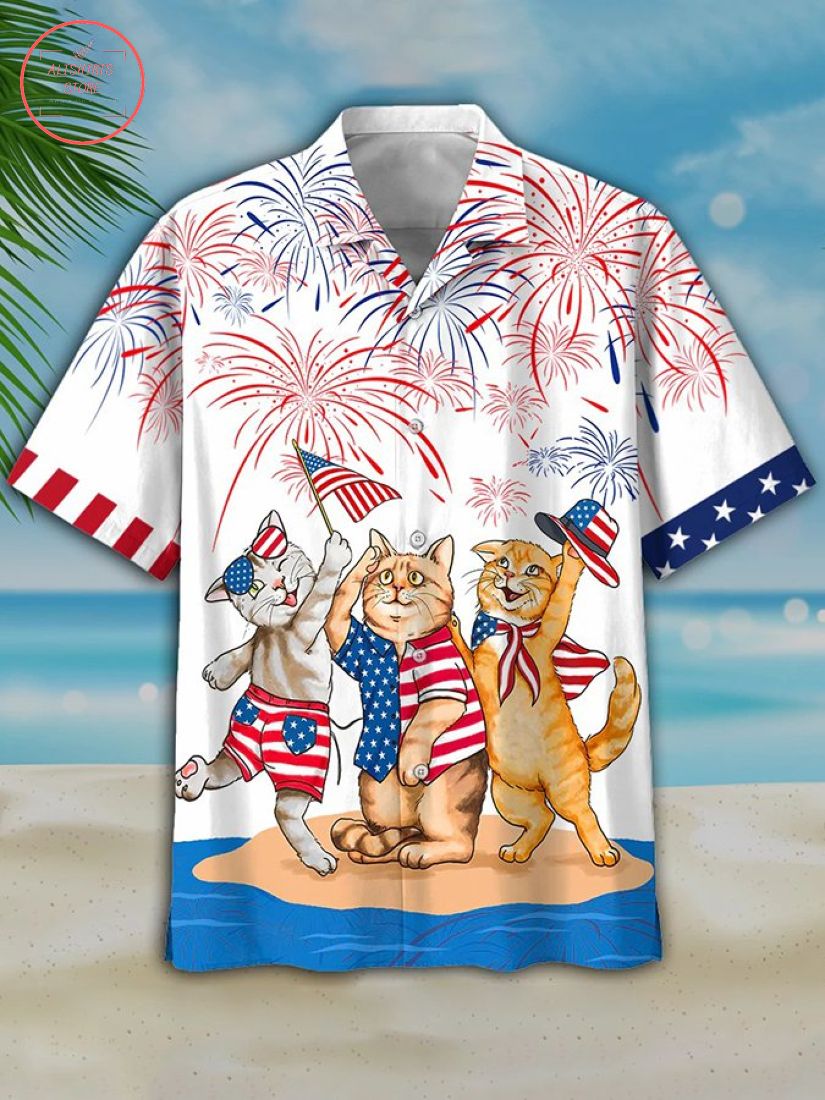 American Shorthair 4h of July Hawaiian Shirt and Shorts