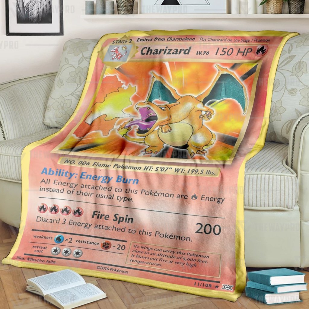 Anime Pokemon Charizard Evolutions Quilt Blanket