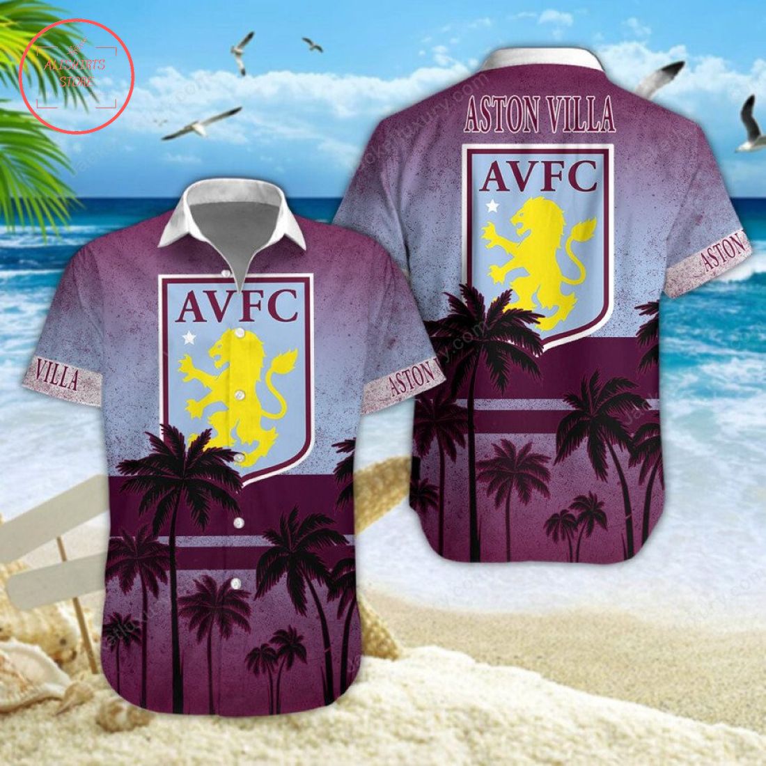 Aston Villa F.C Hawaiian Shirt and Beach Shorts