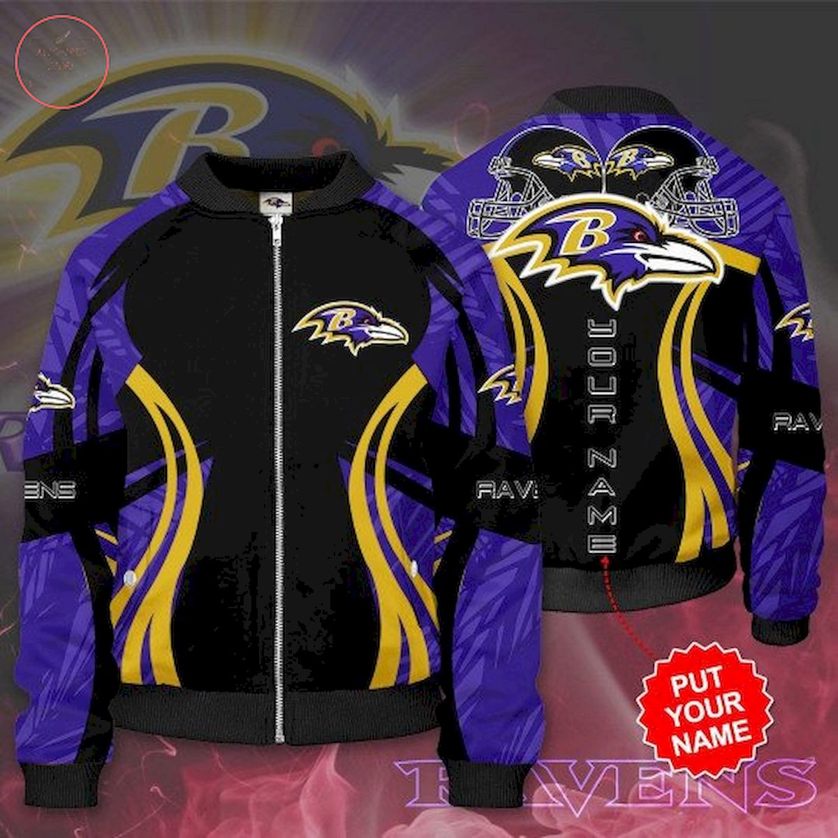 Baltimore Ravens Football Team Customized Bomber Jacket