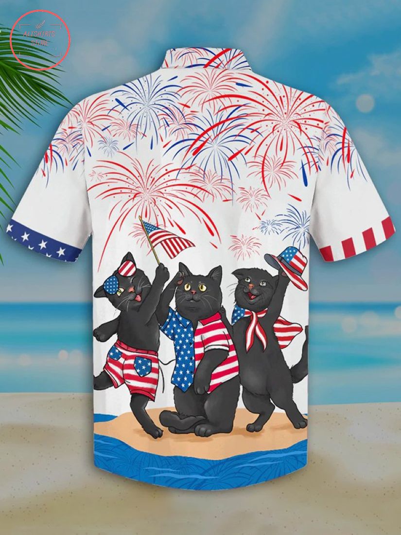 Black Cat Independence Day Is Coming Hawaiian Shirt and Shorts
