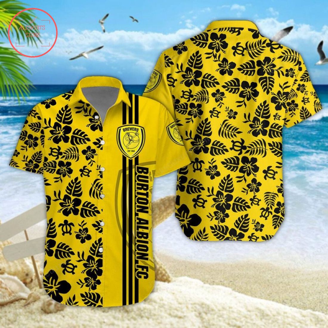 Burton Albion FC Aloha Hawaiian Shirt and Beach Shorts