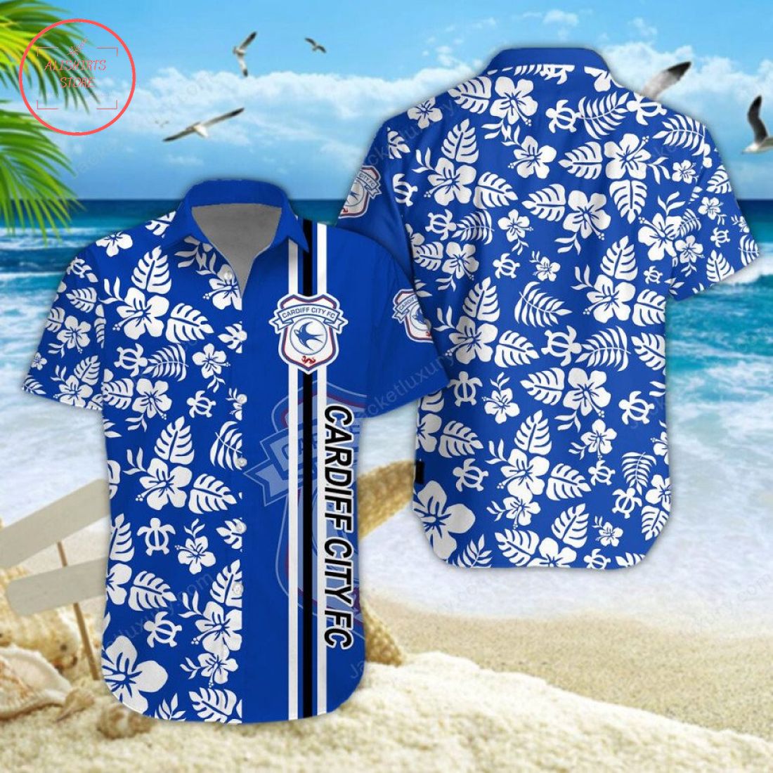 Cardiff City F.C Aloha Hawaiian Shirt and Beach Shorts