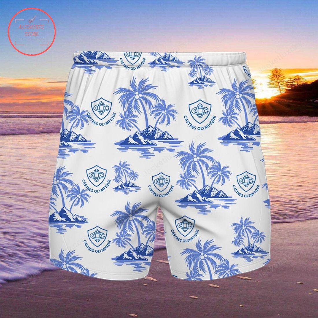 Castres Olympique Hawaiian shirt and beach shorts