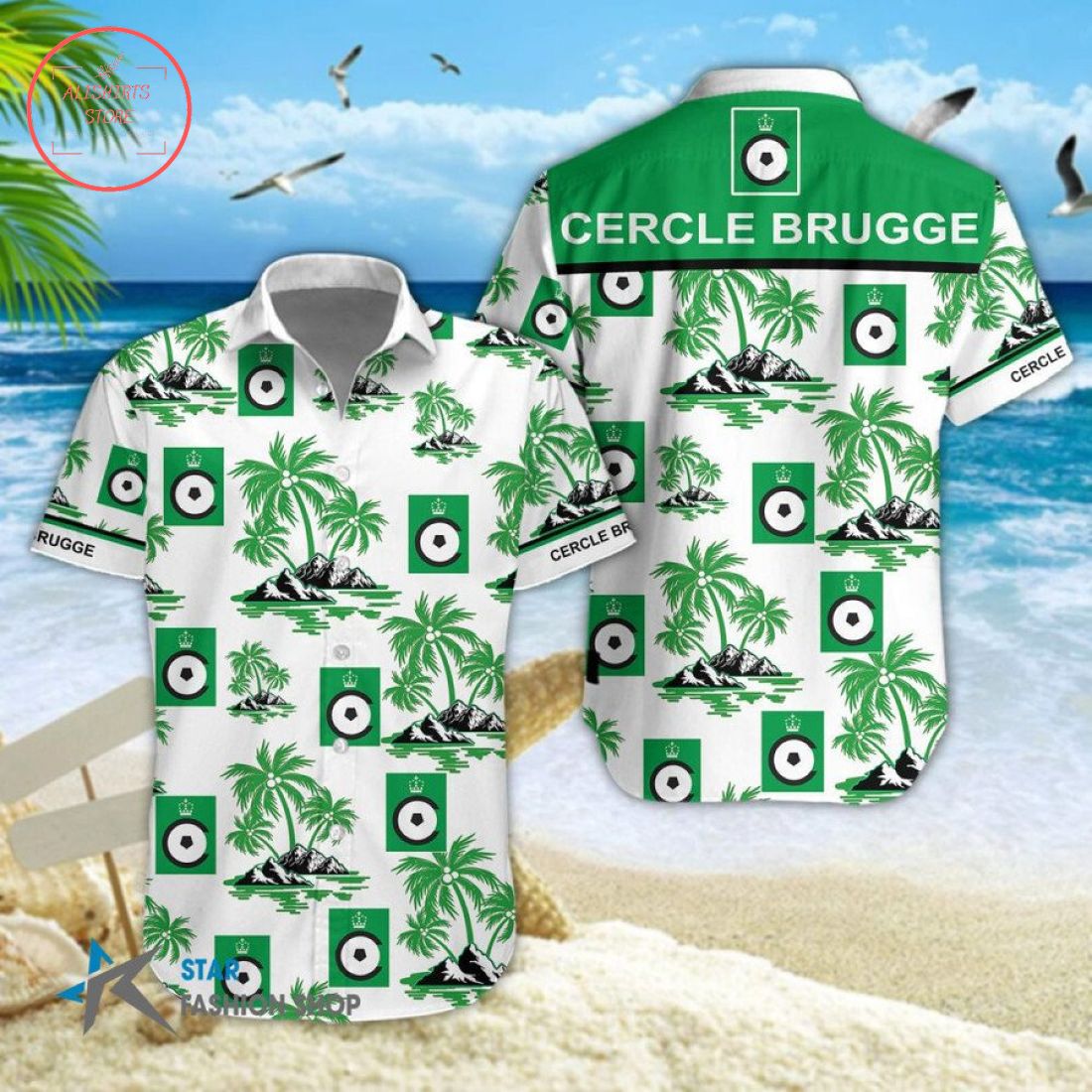 Cercle Brugge Combo Hawaiian Shirt Shorts and Flip Flops