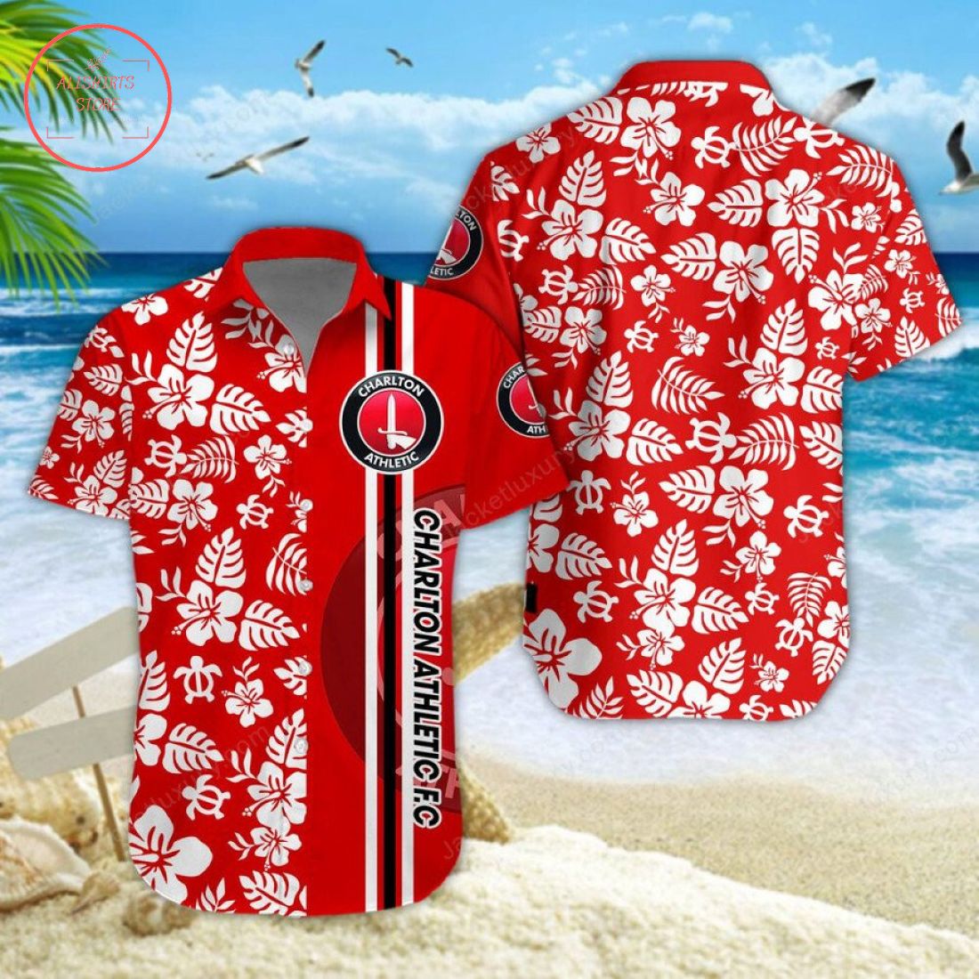 Charlton Athletic Aloha Hawaiian Shirt and Beach Shorts