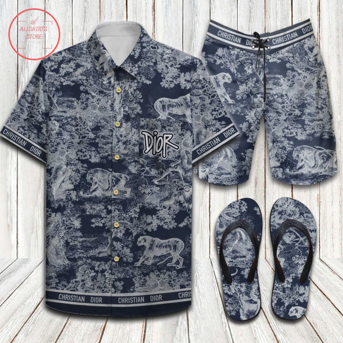 Christian Dior Luxury Hawaiian Shirt, Shorts and Flip Flops