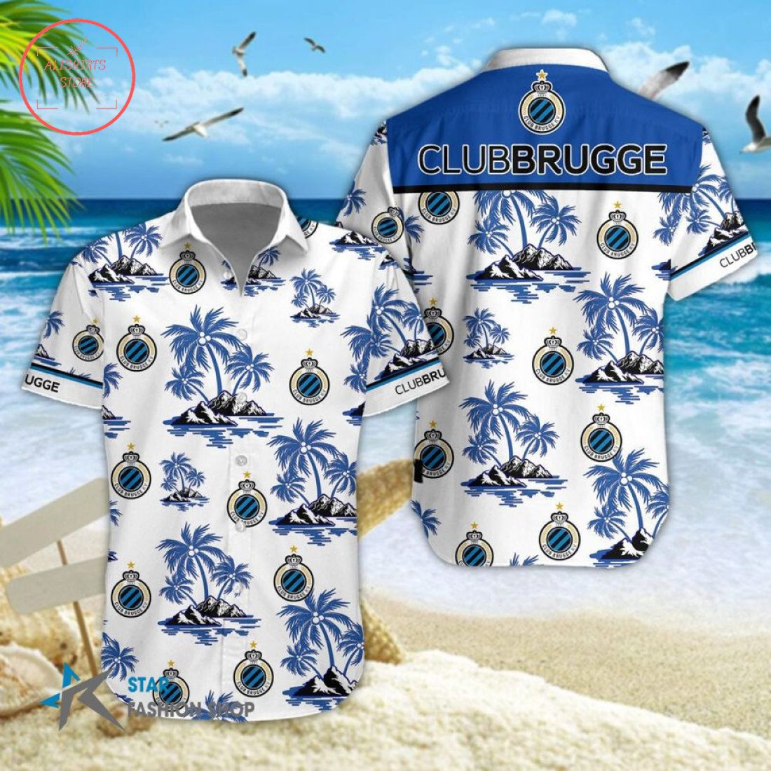 Club Brugge KV Combo Hawaiian Shirt Shorts and Flip Flops