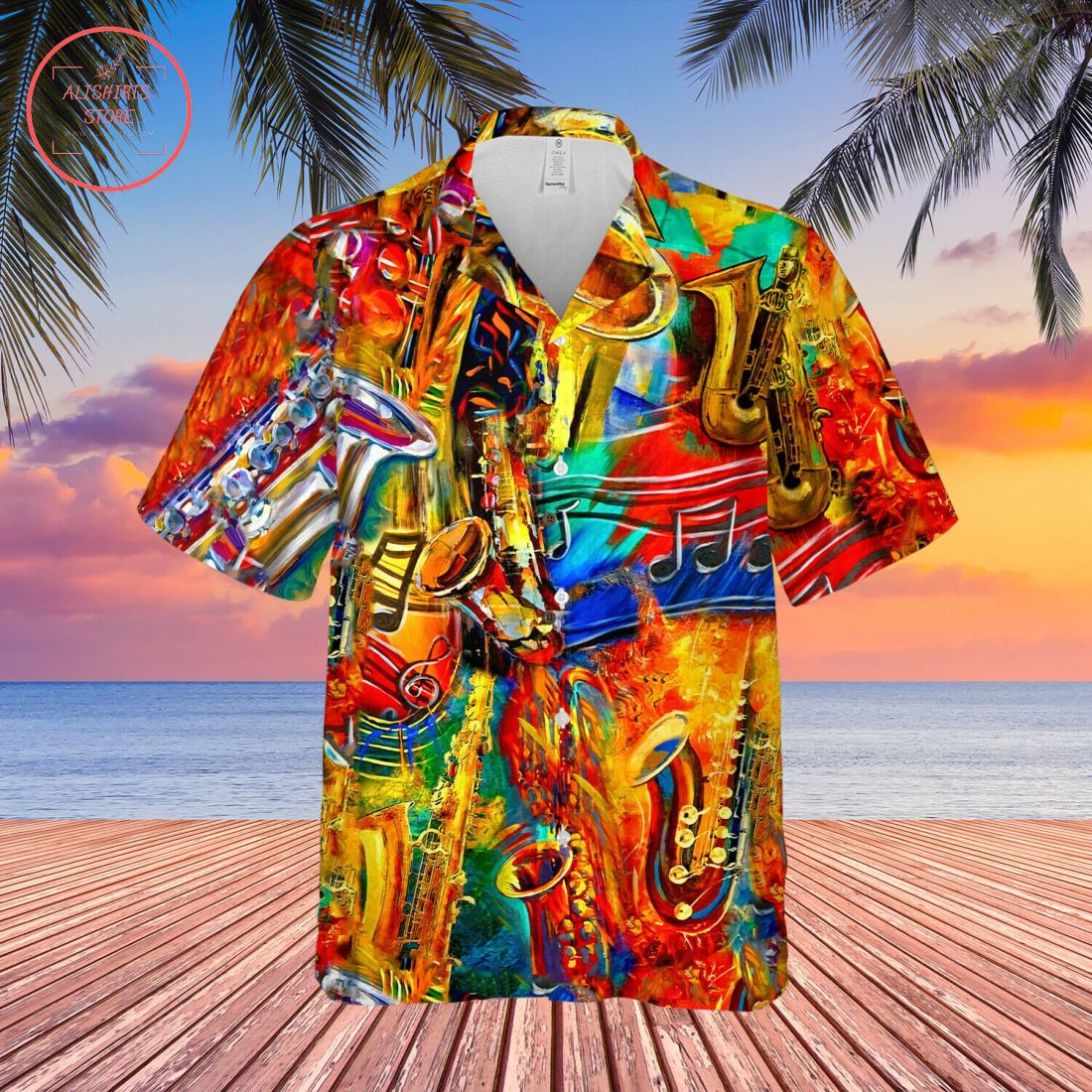 Colorful Saxophone Music Hawaiian Shirt