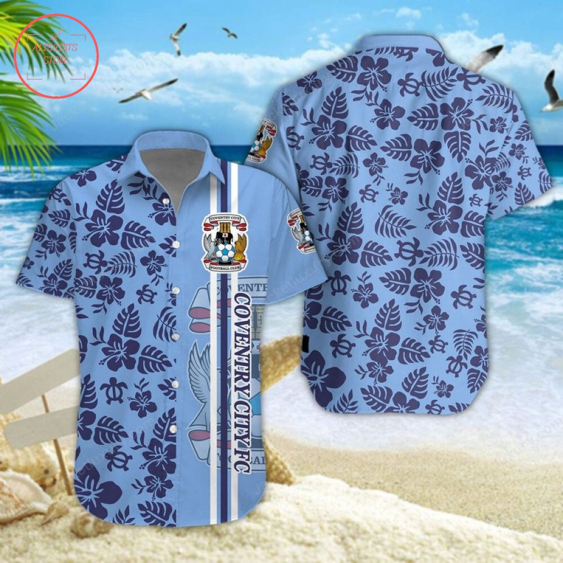 Coventry City FC Aloha Hawaiian Shirt and Beach Shorts