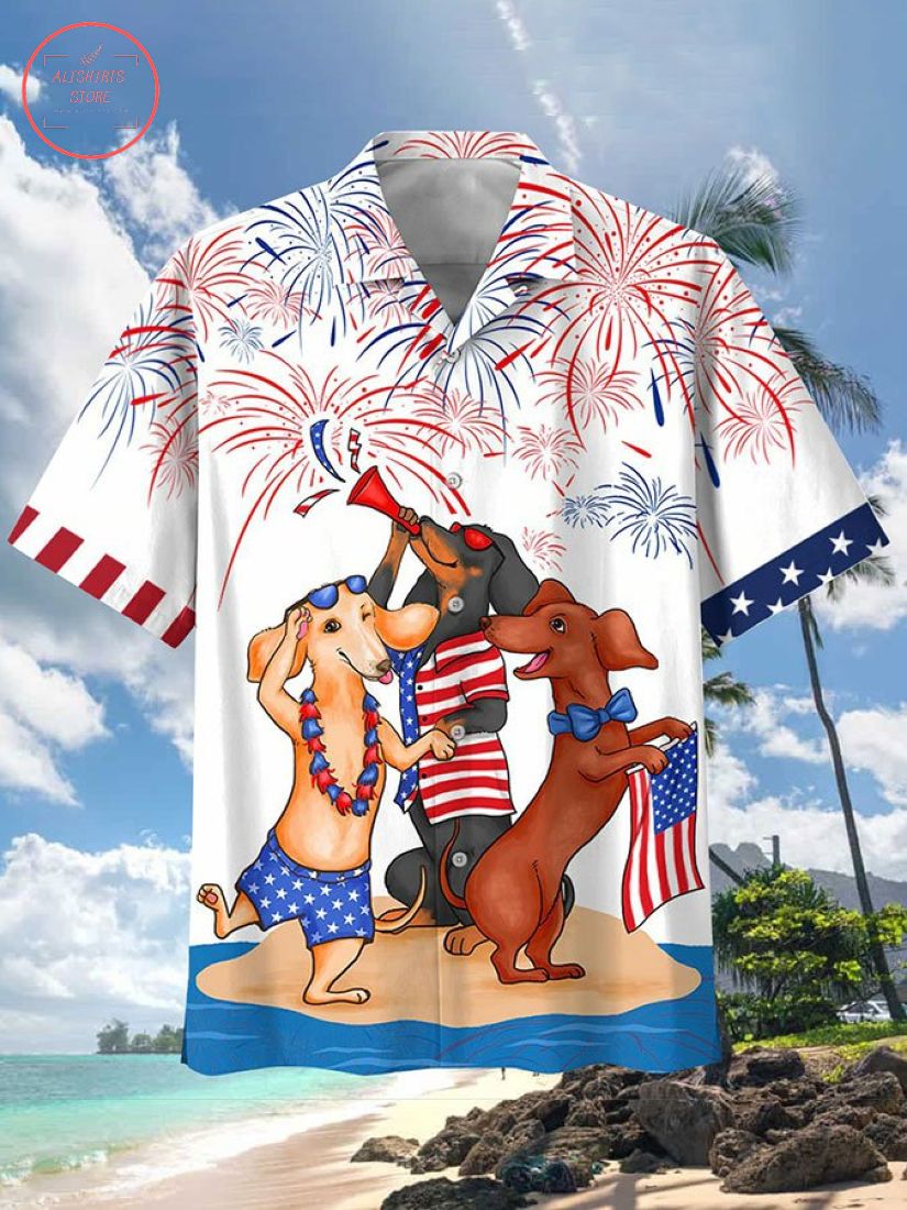Dachshund 4th of July Hawaiian Shirt and Shorts