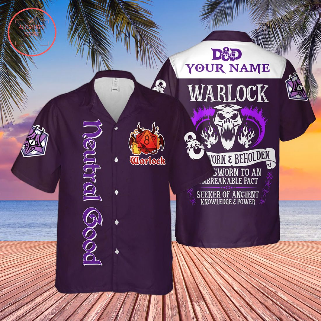 DnD Neutral Good Warlock Custom Hawaiian Shirt