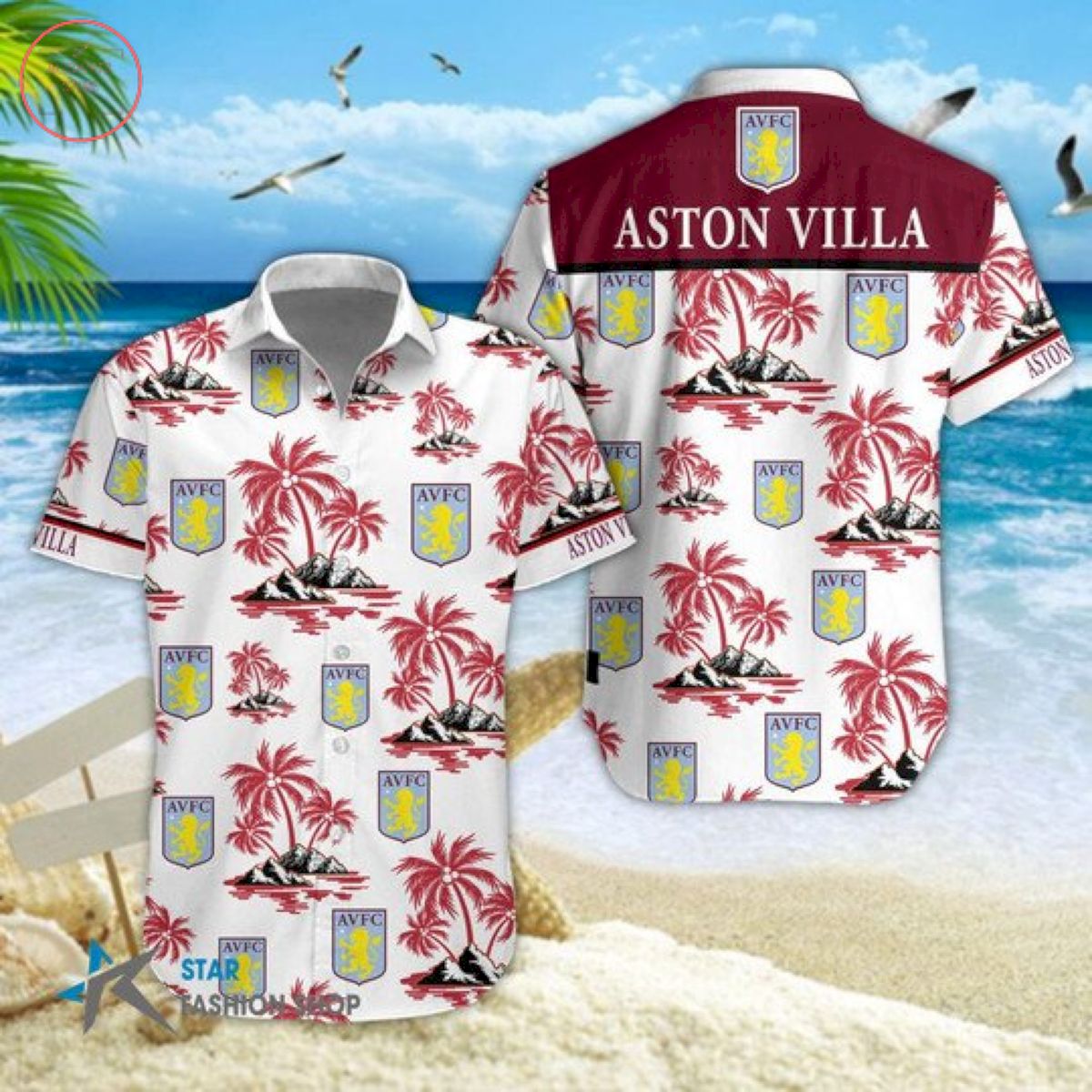 EPL Aston Villa Floral Hawaiian Shirts and Shorts