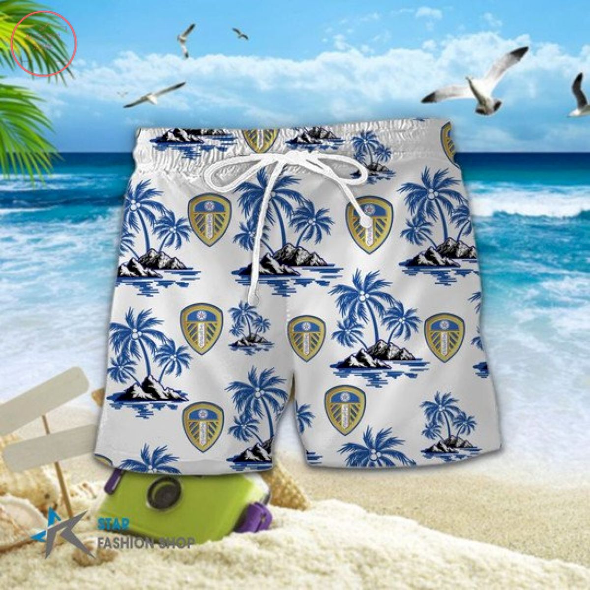 EPL Leeds United Floral Hawaiian Shirts and Shorts