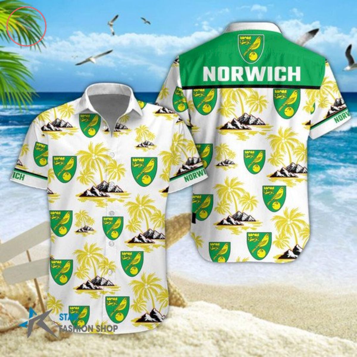EPL Norwich City Floral Hawaiian Shirts and Shorts