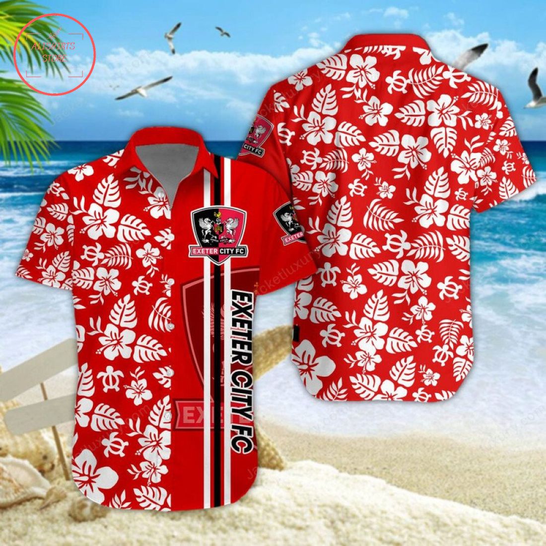 Exeter City FC Aloha Hawaiian Shirt and Beach Shorts
