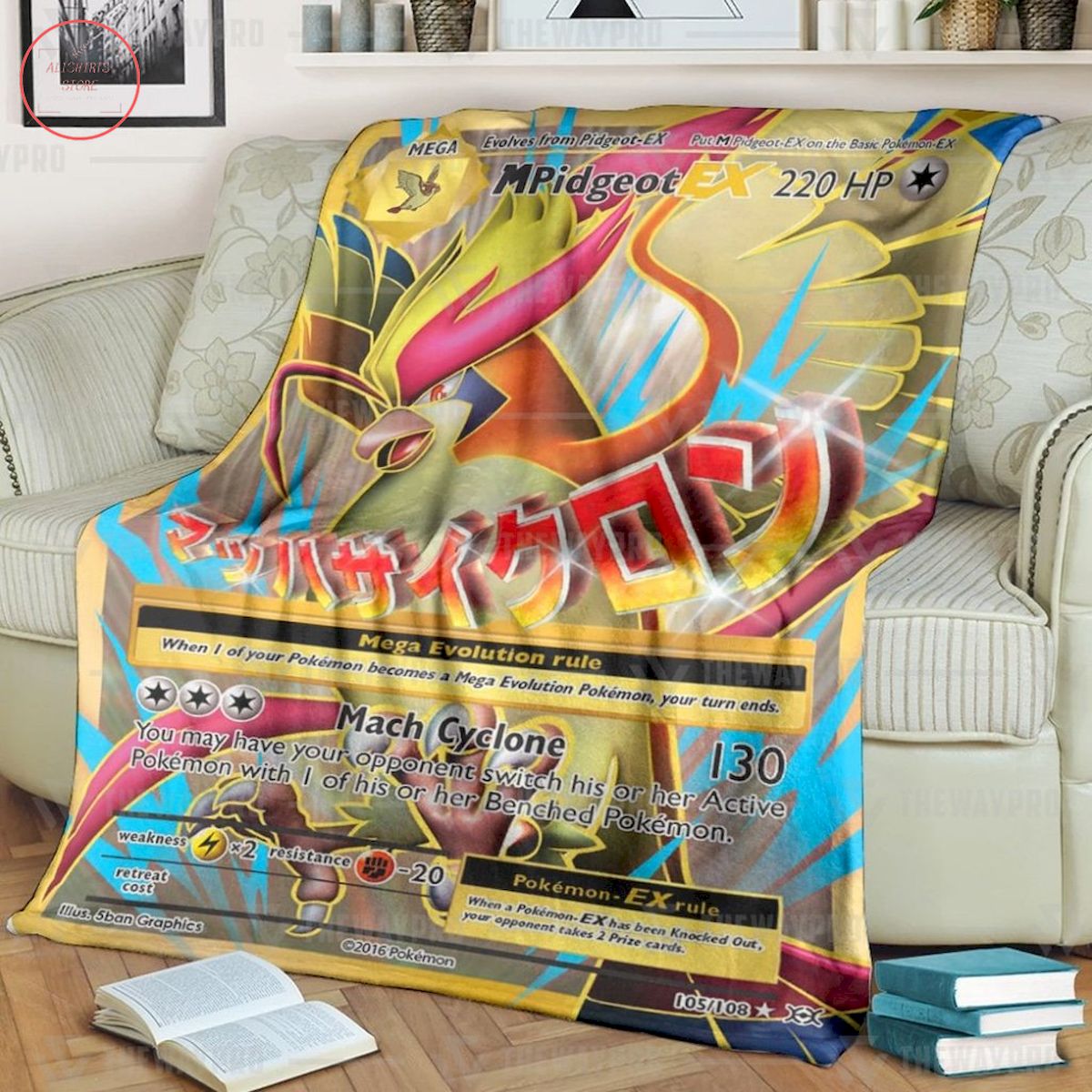 Anime Pokemon M-Pidgeot-EX Evolutions Custom Quilt Blanket
