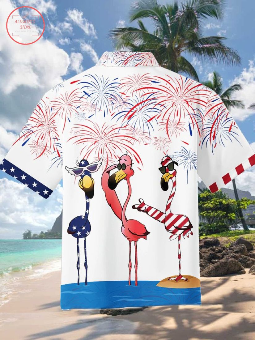 Flamingo 4th of July Hawaiian Shirt and Shorts
